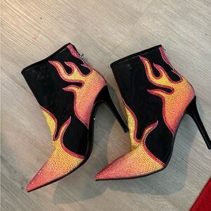 Rhinestone Thalia sodi  Flame Ankle Boots